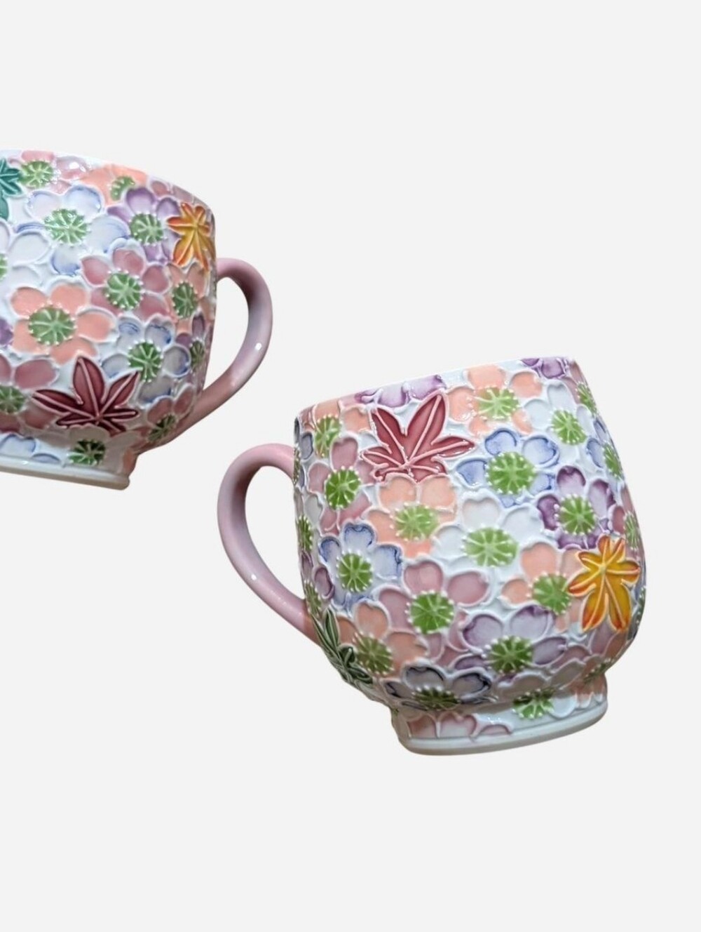 Kiyomizu Ware Mug Cup Cherry Blossom Autumn Leaf Leaves Cloud Brocade Ito Shoho